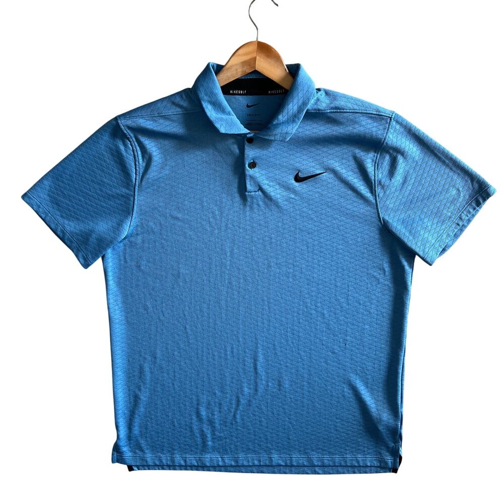 Nike Golf Dri-FIT Polo Shirt Blue Textured Athletic Performance Men’s L - Picture 2 of 11